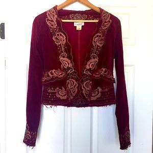 Velvety Jacket with Appliqué